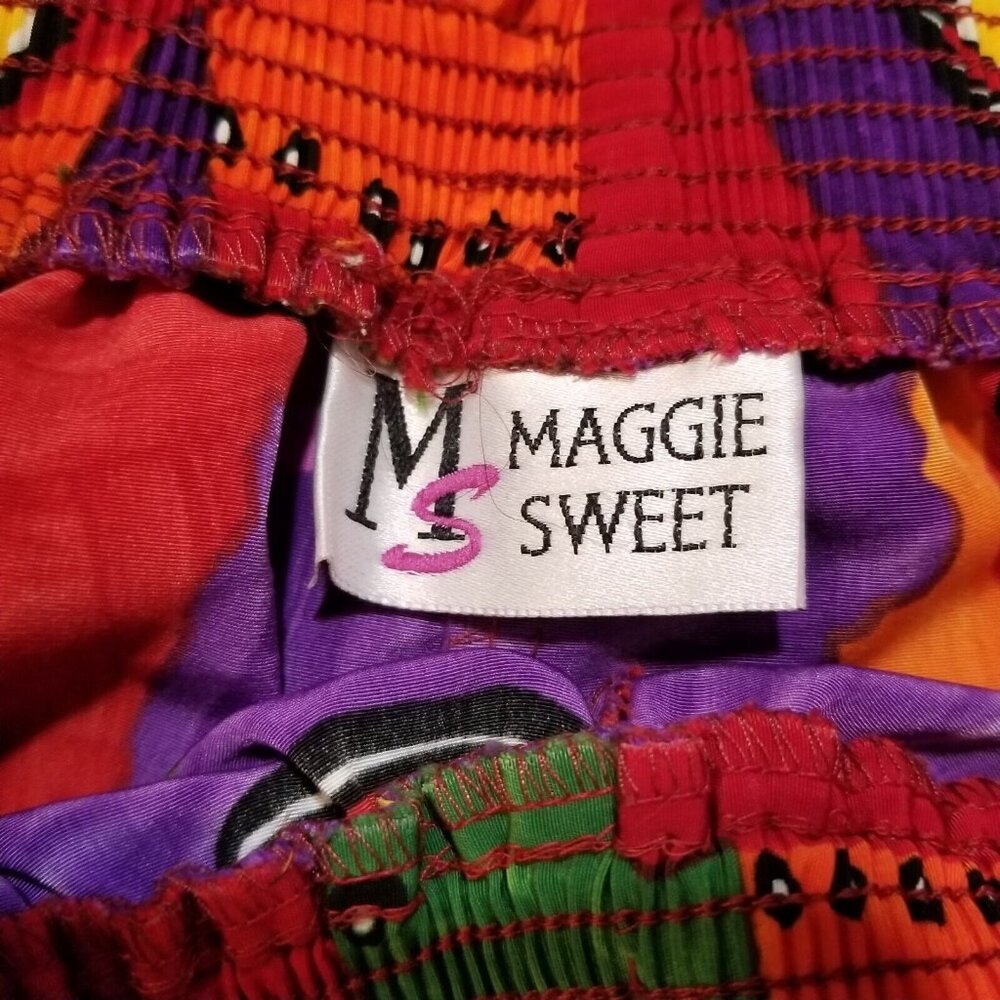 Mom Shorts Size Small Vintage 80s Elastic Waist Colorful Travel Casual Patches - Picture 5 of 11